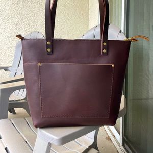 Portland leather goods medium Grizzly zipped tote